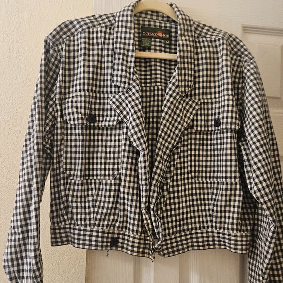 Outback Red Tops - Outback red 100% cotton vintage cropped jacket shirt gingham XL